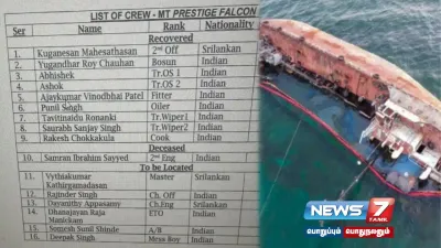 ஓமன் எண்ணெய் கப்பல் விபத்து   தேடப்பட்டு வரும் 6பேரின் பட்டியலை வெளியிட்டது கப்பல் நிர்வாகம் 