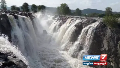 காவிரி நீர் பிடிப்பு பகுதிகளில் மழை   ஒகேனக்கலுக்கு நீர்வரத்து 19 000 கன அடியாக அதிகரிப்பு 