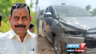  accident   கார் விபத்தில் சிக்கிய முன்னாள் அமைச்சர் ஓ எஸ்  மணியன் 